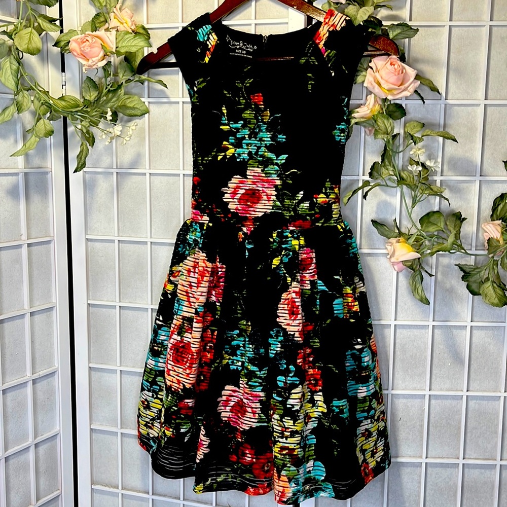 Pippa & Julie Black Floral Kids Dress